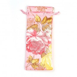 ETUI A LUNETTES SATIN FLEURIE ROSE