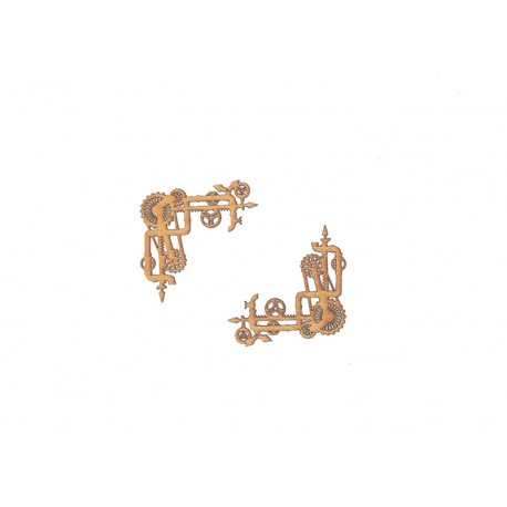 DECORATIONS POUR COINS TUYAUX ENGRENAGES EN BOIS 2 PIECES