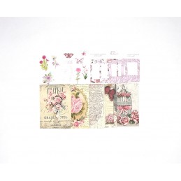 SET D&amp;amp;amp;#039;IMAGES EN PAPIER POUR ATC, PLANNER, JUNK JOURNAL, FOND ROSE