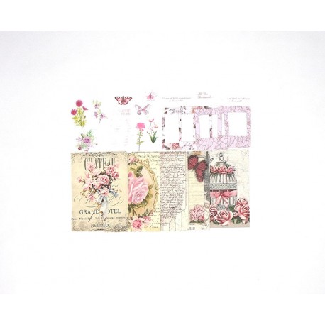 SET D&amp;amp;amp;#039;IMAGES EN PAPIER POUR ATC, PLANNER, JUNK JOURNAL, FOND ROSE